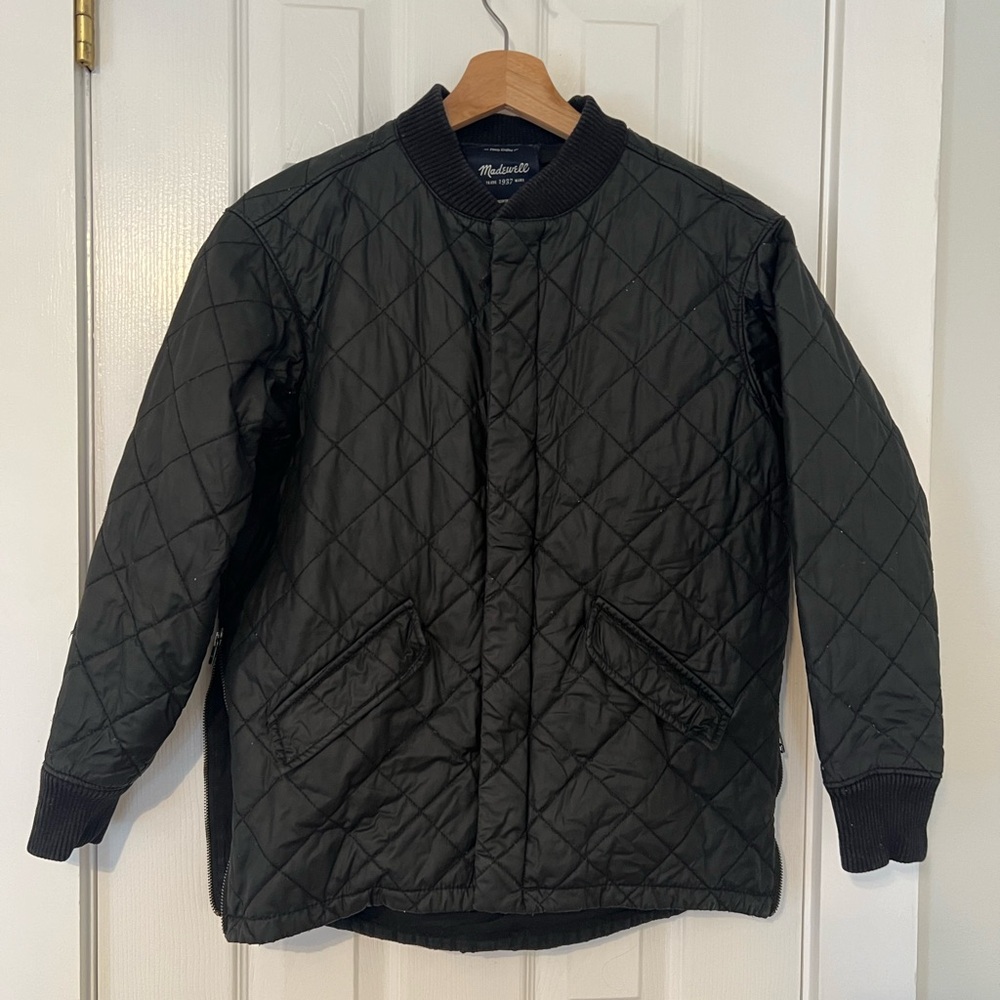 Madewell Quilted bomber jacket side zippers - black Size XS